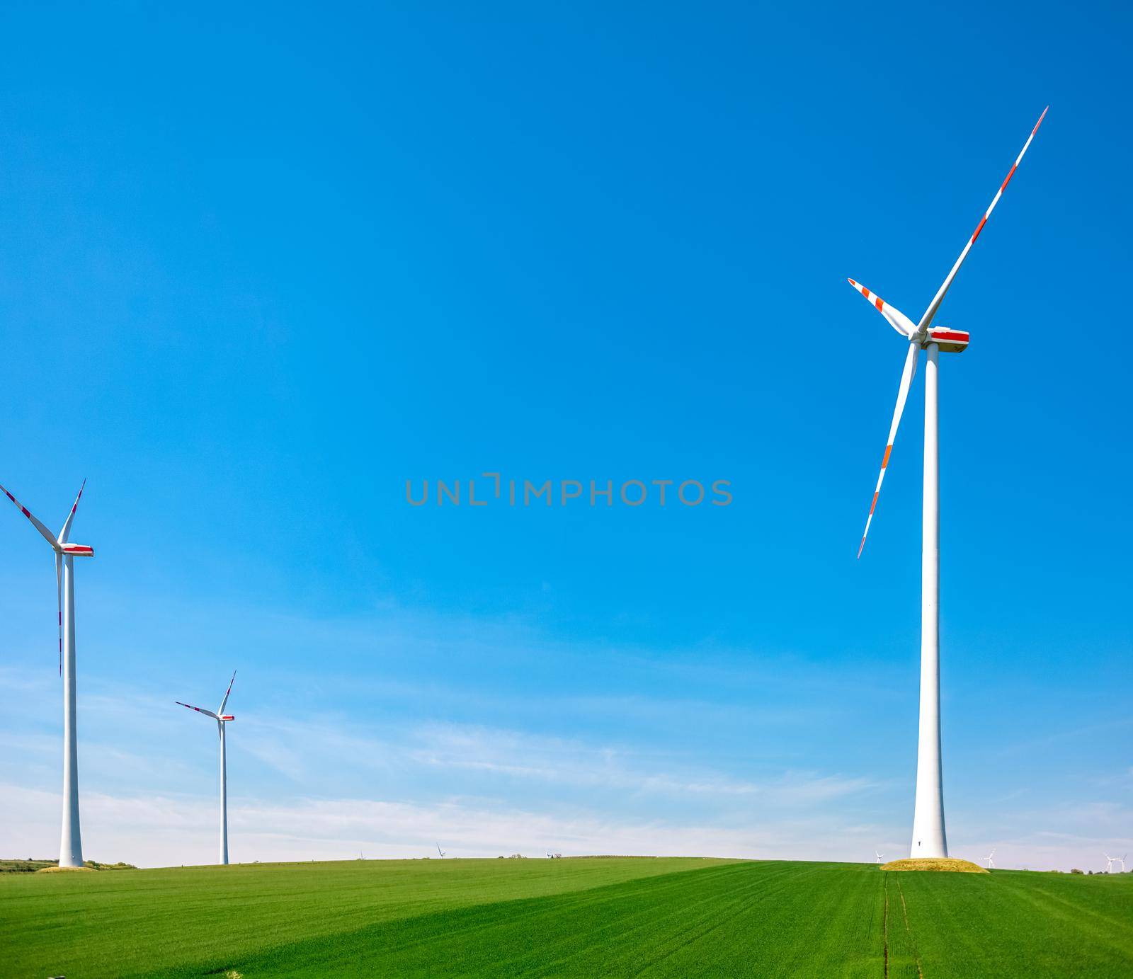 wind power plant for the production of electricity. copy space by Edophoto