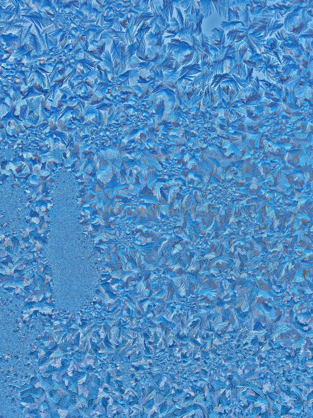ice patterns on winter glass