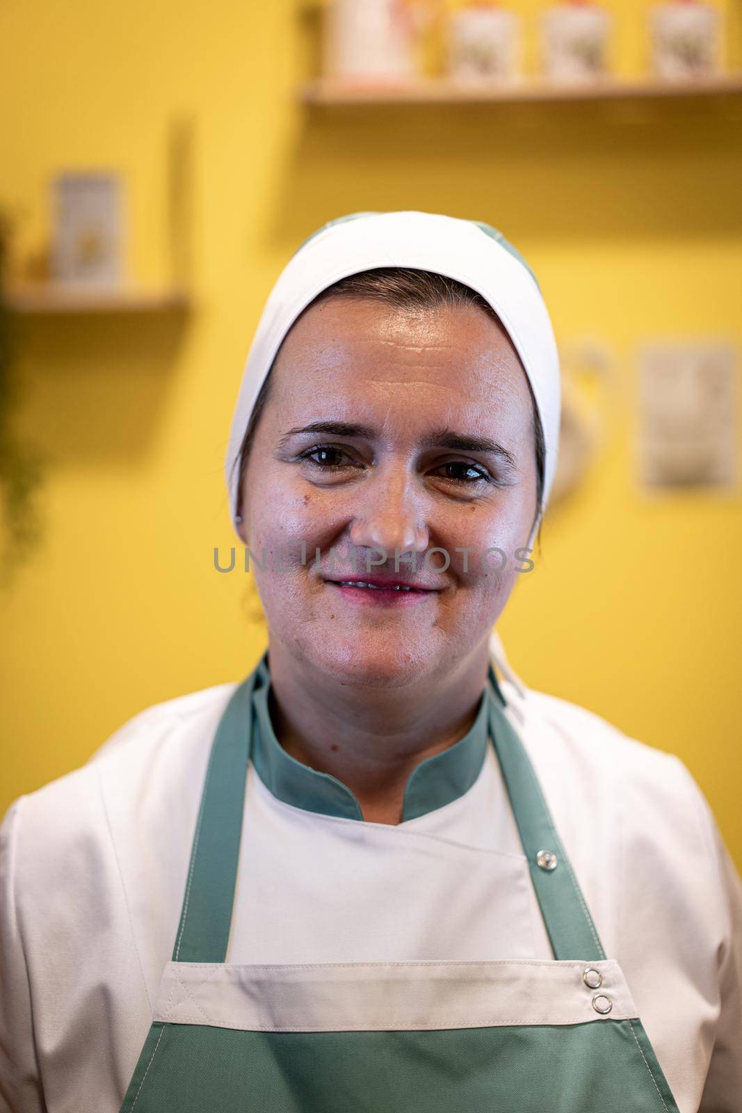 Close up portrait of woman working in nursing home , high quality photo