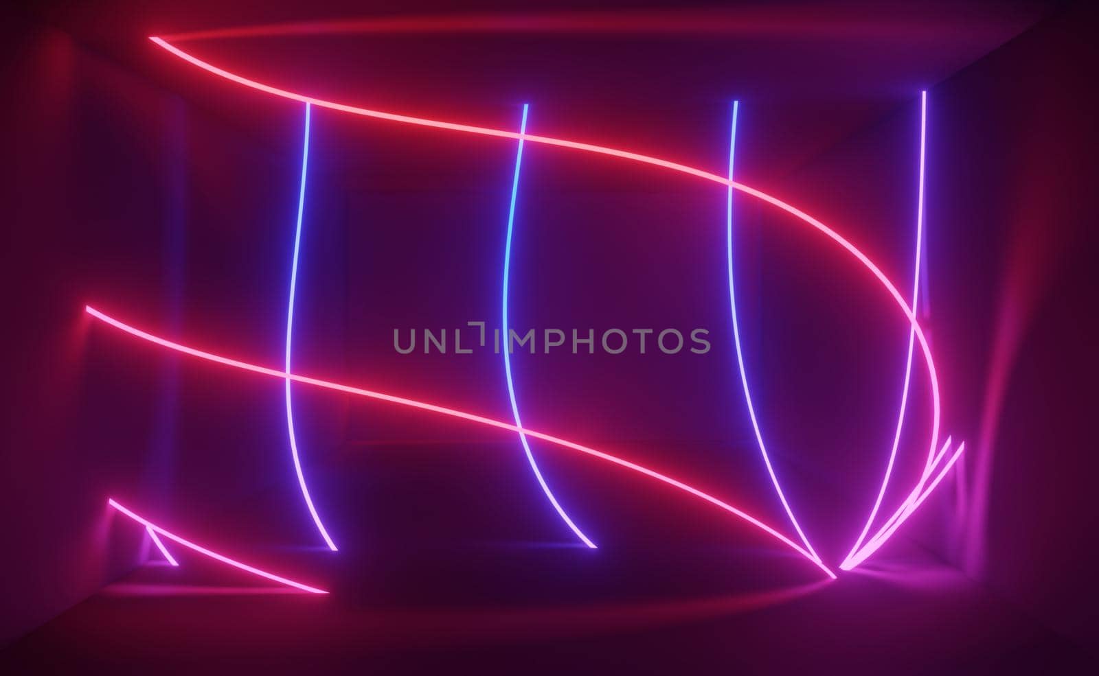 3d render of RGB neon light on darkness background. Abstract Laser lines show at night. Ultraviolet spectrum beam scene  by tanatpon13p