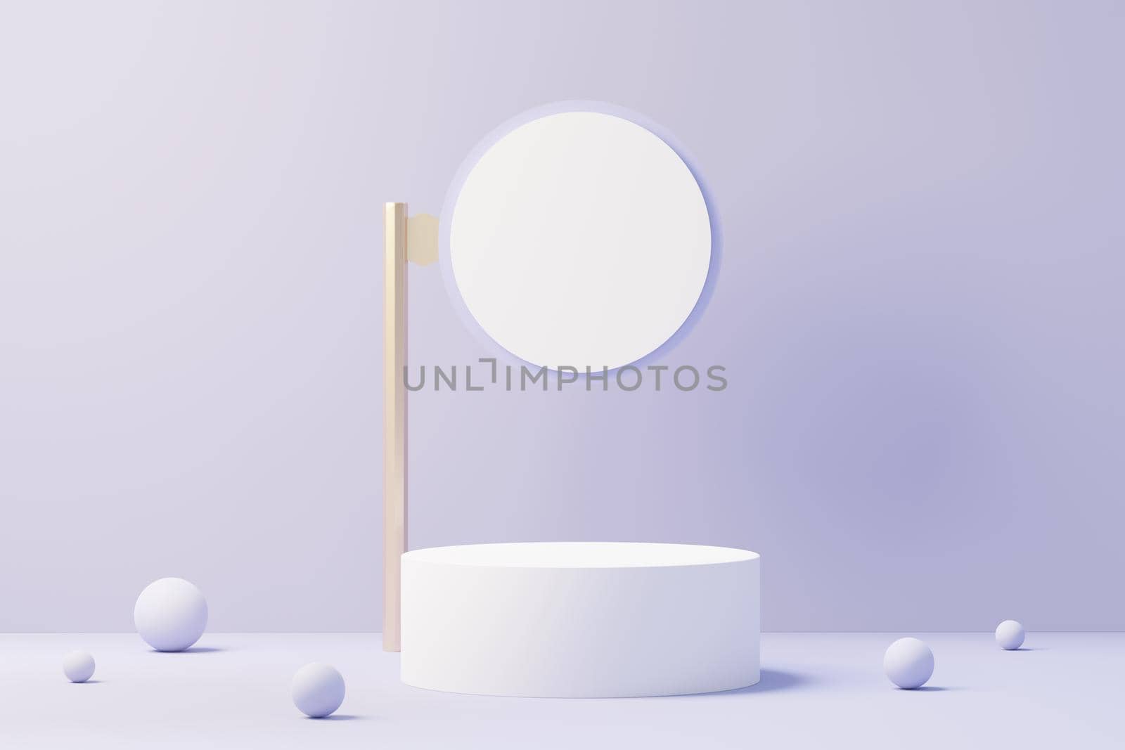 3d render of Beauty podium with Very Peri color of the year 2022 design for product presentation and advertising. Minimal pastel sky and Dreamy land scene. Romance concept. by tanatpon13p