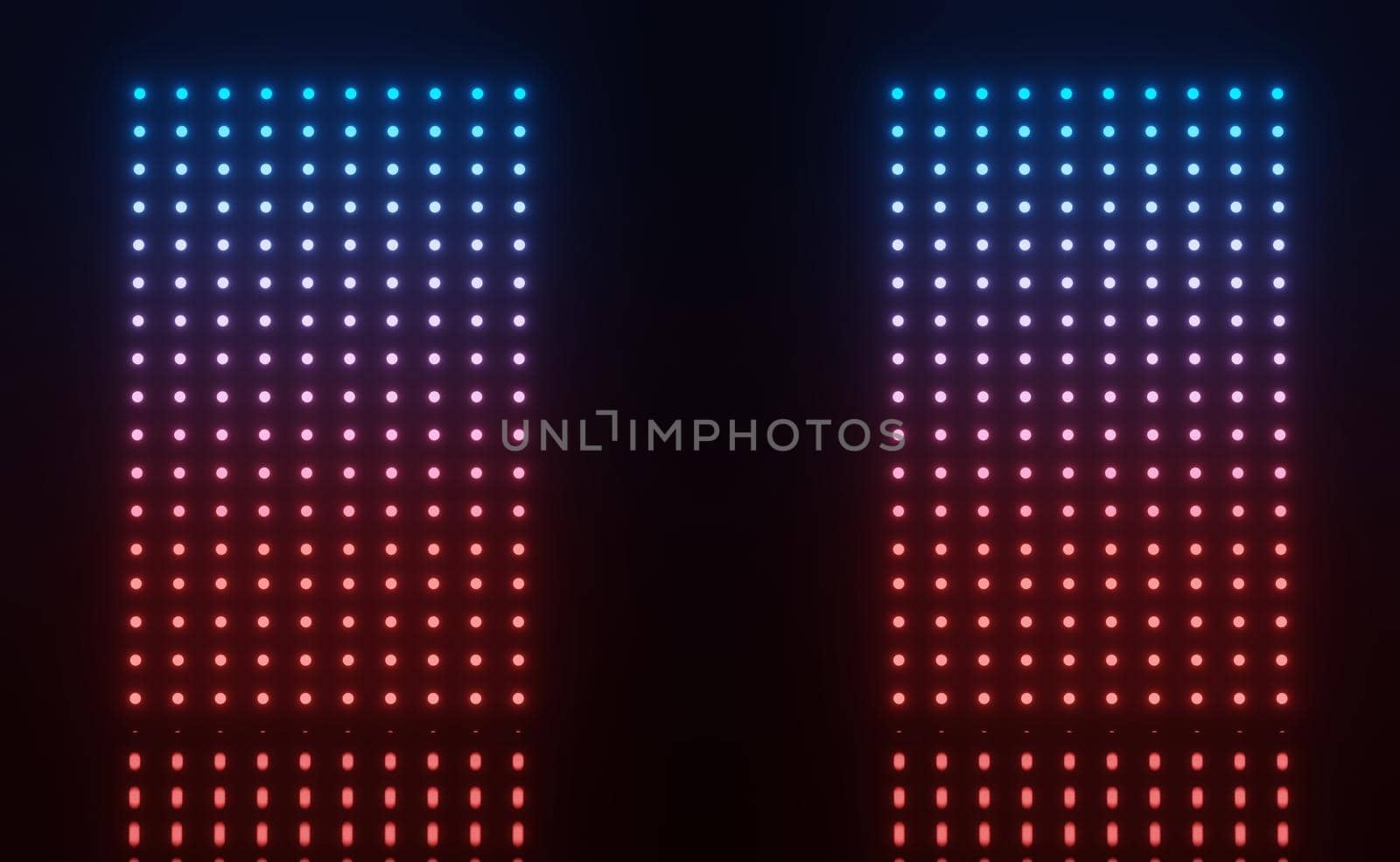 3d render of RGB neon light on darkness background. Abstract Laser lines show at night. Ultraviolet spectrum beam scene for mock up and web banner.