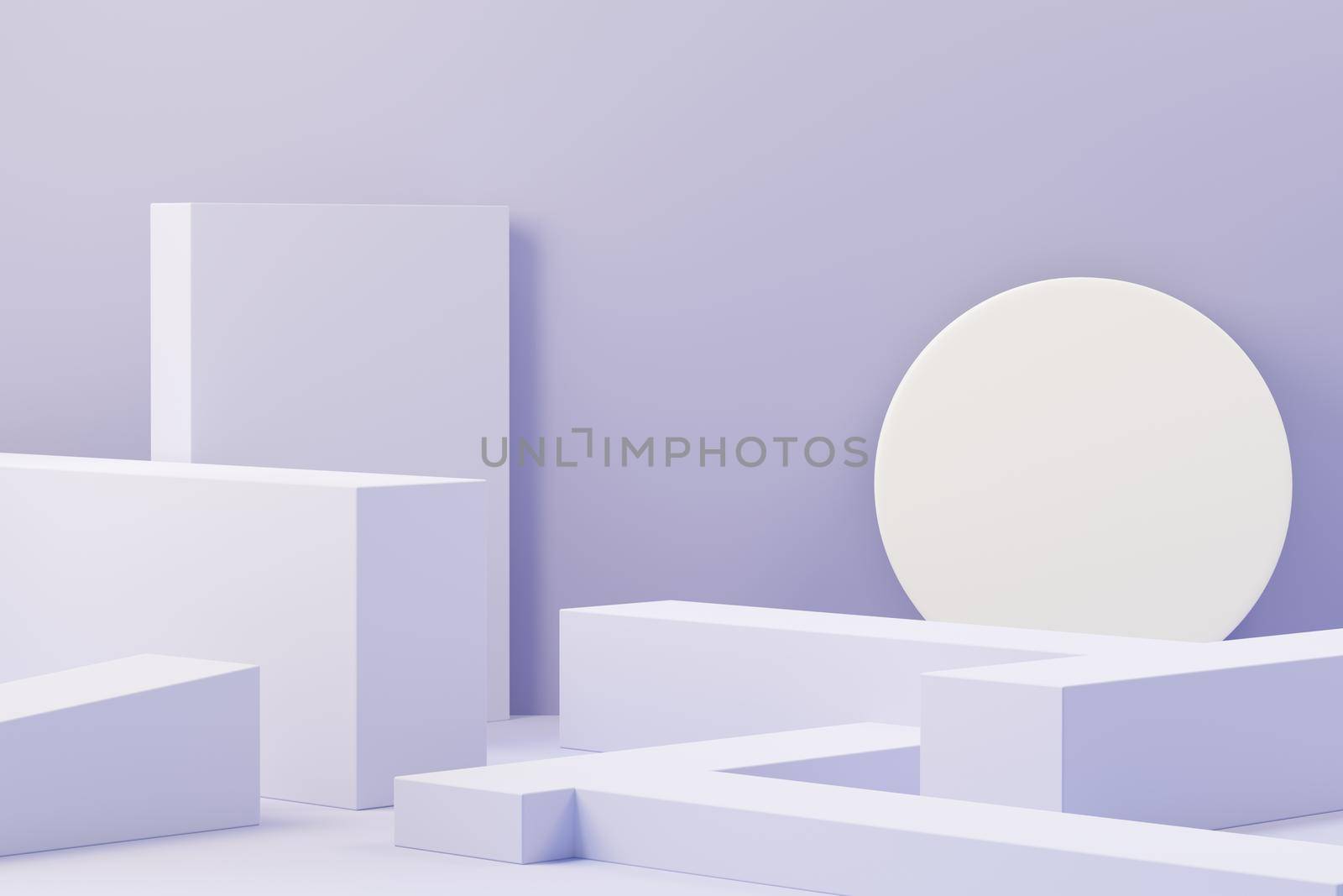 3d render of Beauty podium with Very Peri color of the year 2022 design for product presentation and advertising. Minimal pastel sky and Dreamy land scene. Romance concept. by tanatpon13p