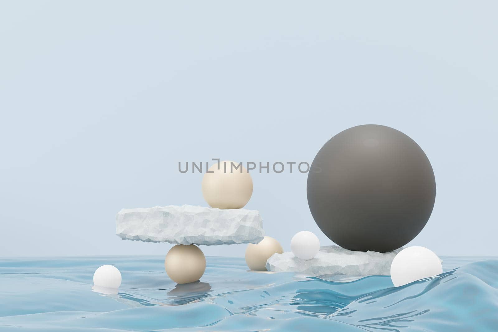 3d render of pastel ball, soaps bubbles, blobs that floating on the air isolated on pastel background. Abstract scene. by tanatpon13p