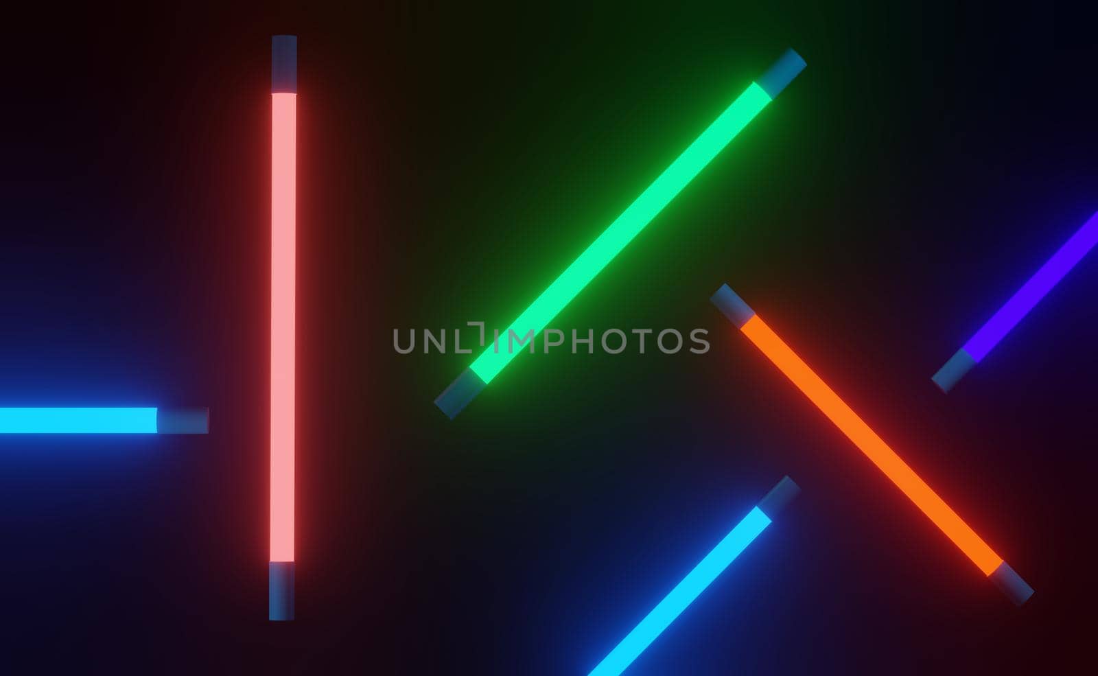 3d render of RGB neon light on darkness background. Abstract Laser lines show at night. Ultraviolet spectrum beam scene  by tanatpon13p