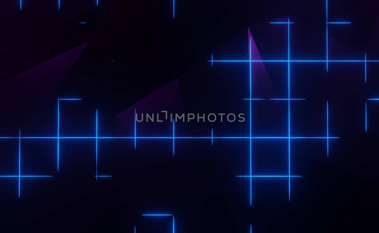 3d render of RGB neon light on darkness background. Abstract Laser lines show at night. Ultraviolet spectrum beam scene for mock up and web banner.