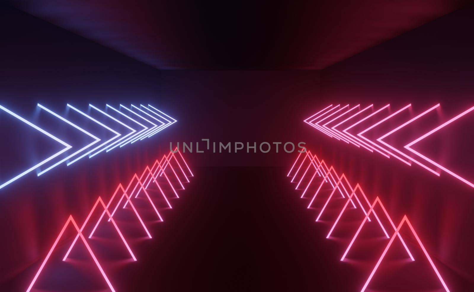 3d render of RGB neon light on darkness background. Abstract Laser lines show at night. Ultraviolet spectrum beam scene  by tanatpon13p