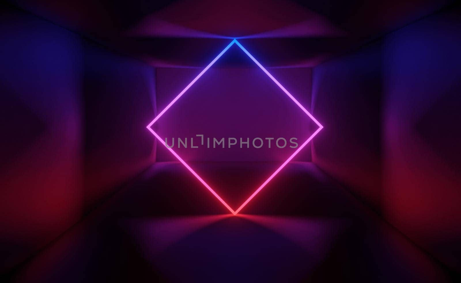 3d render of RGB neon light on darkness background. Abstract Laser lines show at night. Ultraviolet spectrum beam scene for mock up and web banner.