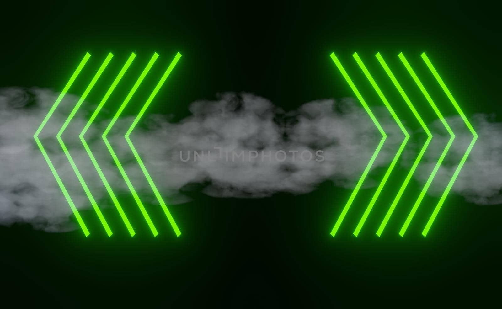 3d render of RGB neon light on darkness background. Abstract Laser lines show at night. Ultraviolet spectrum beam scene for mock up and web banner.