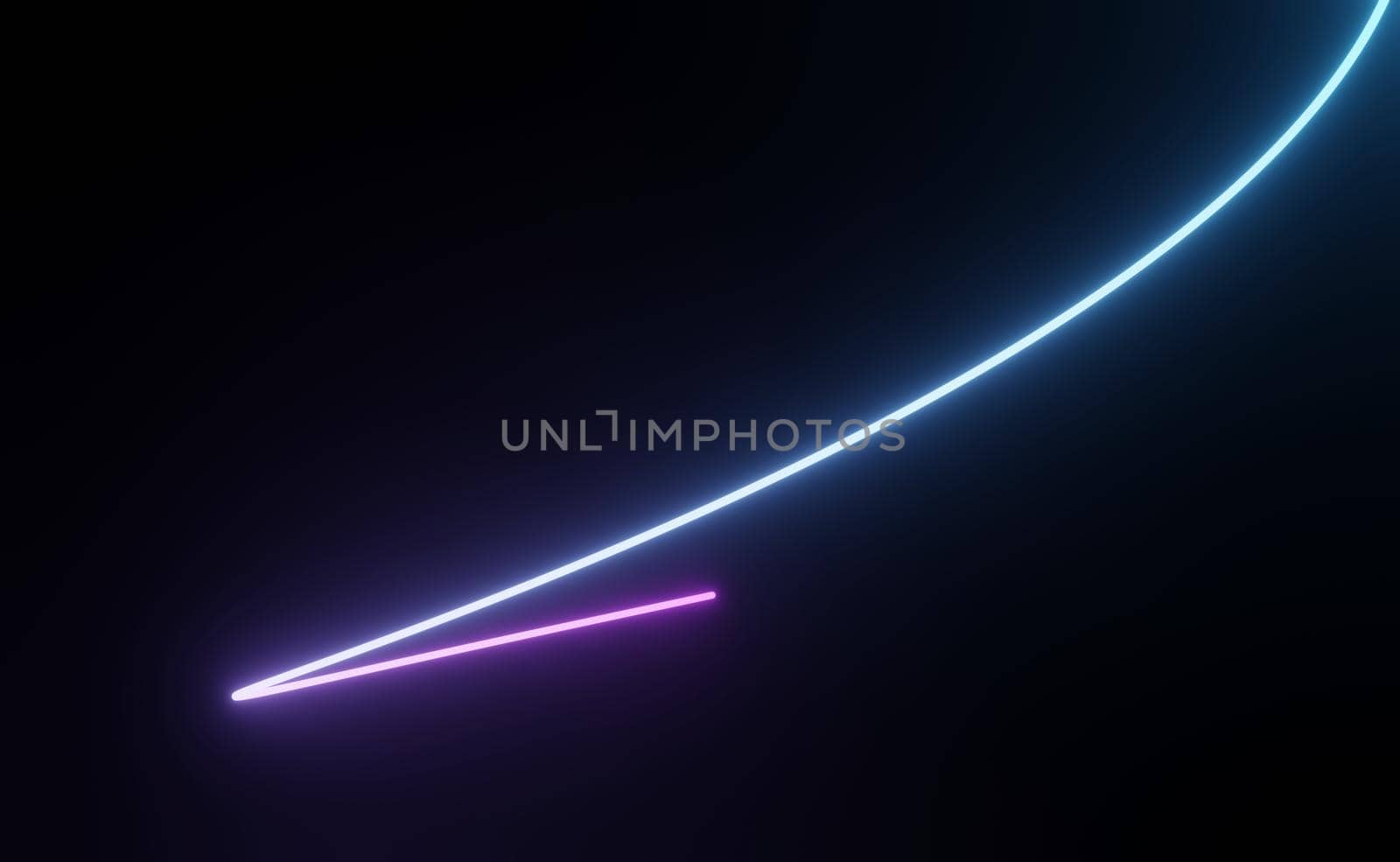 3d render of RGB neon light on darkness background. Abstract Laser lines show at night. Ultraviolet spectrum beam scene for mock up and web banner.