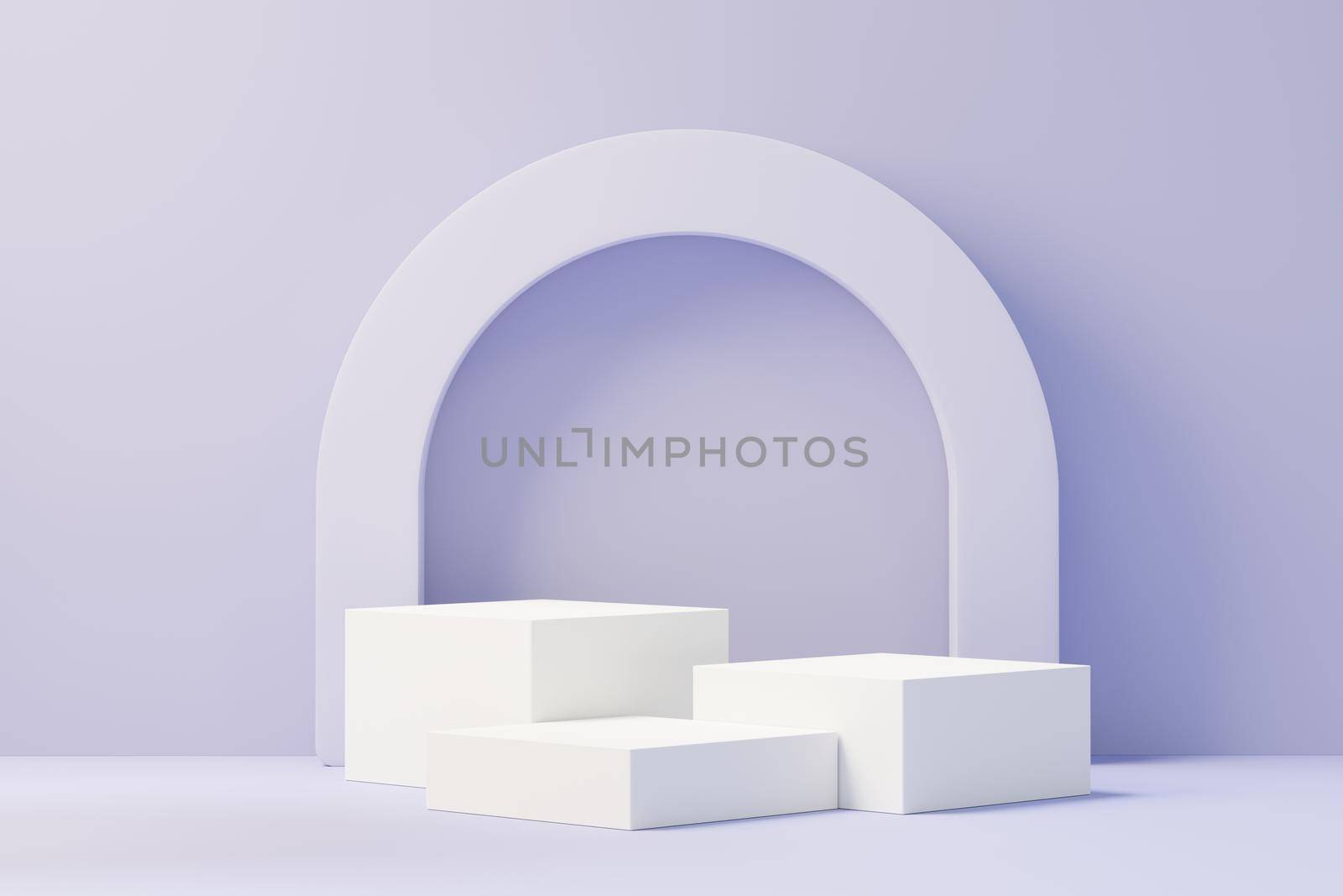 3d render of Beauty podium with Very Peri color of the year 2022 design for product presentation and advertising. Minimal pastel sky and Dreamy land scene. Romance concept. by tanatpon13p