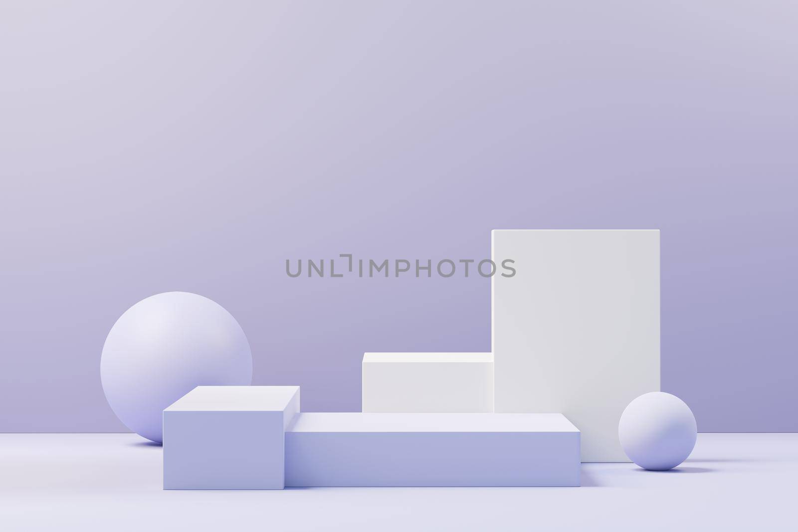 3d render of Beauty podium with Very Peri color of the year 2022 design for product presentation and advertising. Minimal pastel sky and Dreamy land scene. Romance concept. by tanatpon13p