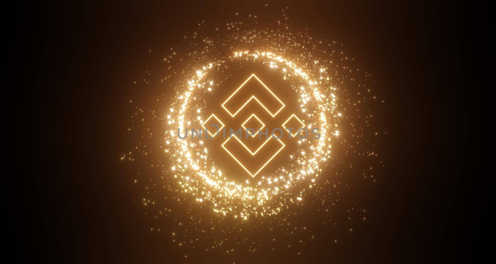 3d render of cryptocurrency Binance or BNB coins with technology network neon laser light. Cryptocurrency digital currency concept. New virtual money exchange in blockchain. by tanatpon13p