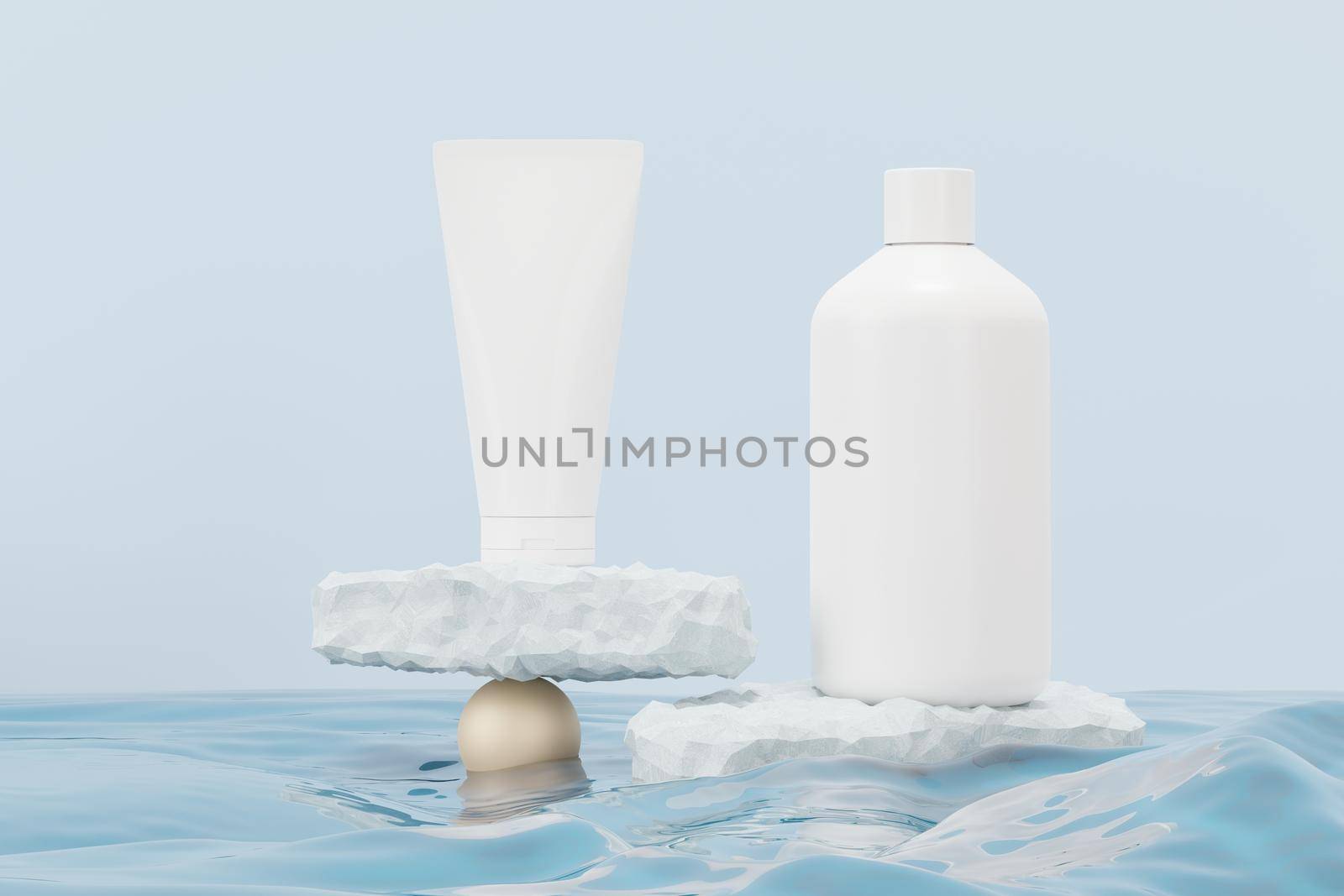 3d render of blank cosmetics skincare product or packaging for mock up. Beauty soap and spa concept. Lotion oil moisture for skin health. Premium and luxury design for branding. by tanatpon13p