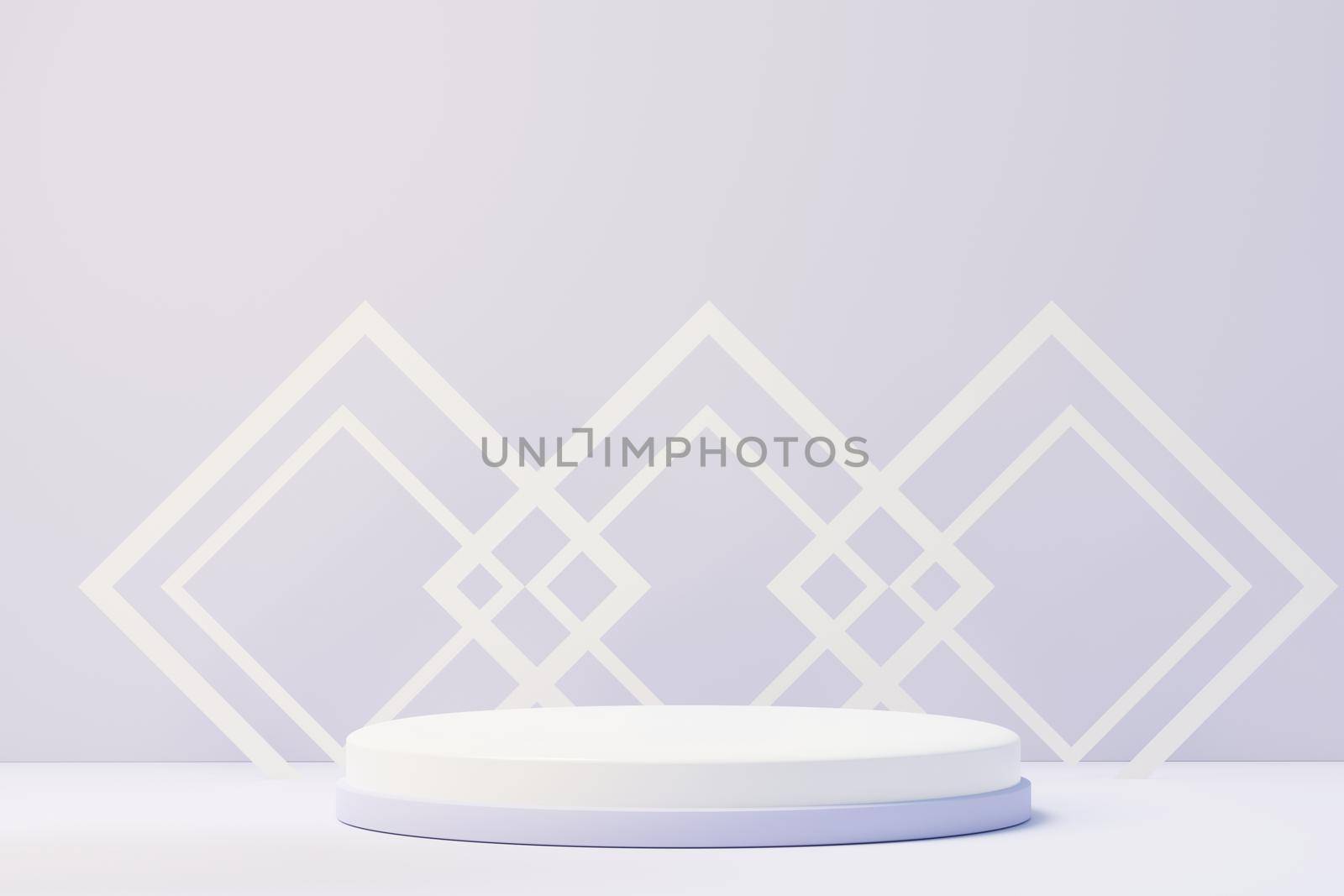 3d render of Beauty podium with Very Peri color of the year 2022 design for product presentation and advertising. Minimal pastel sky and Dreamy land scene. Romance concept.