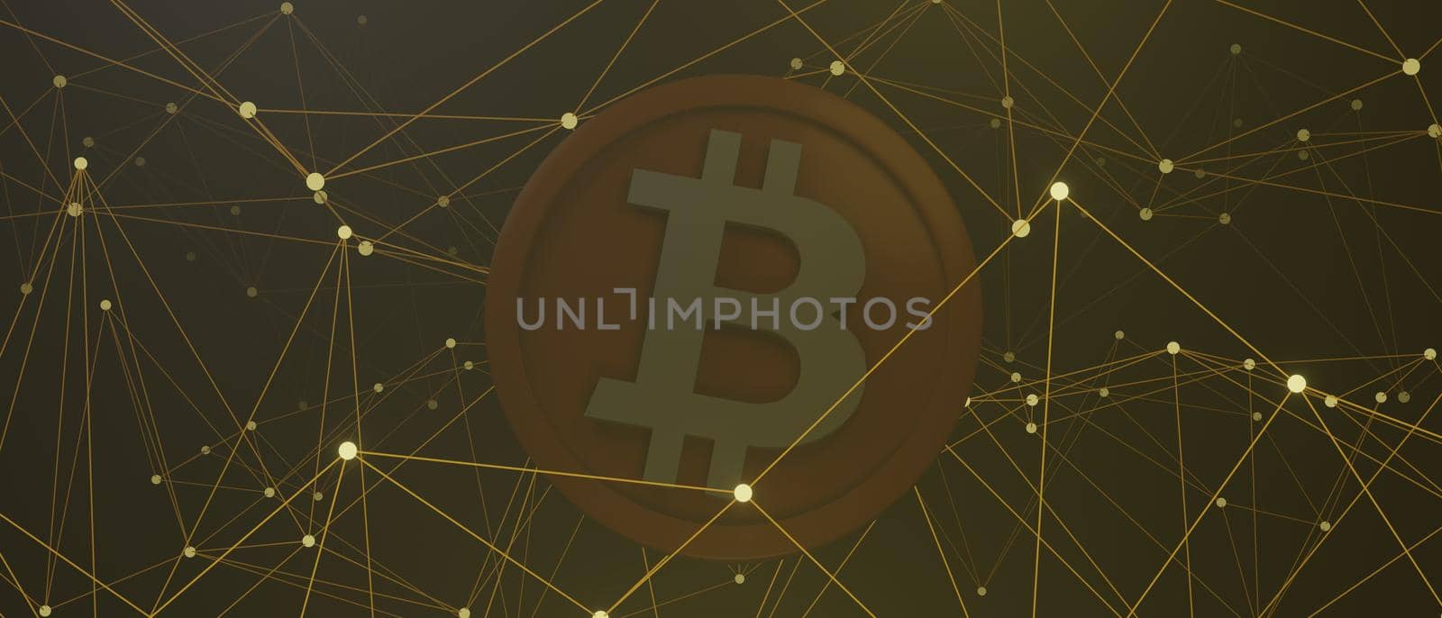 3d render of cryptocurrency Bitcoin with technology network neon laser light. Cryptocurrency digital currency concept. New virtual money exchange in blockchain. by tanatpon13p