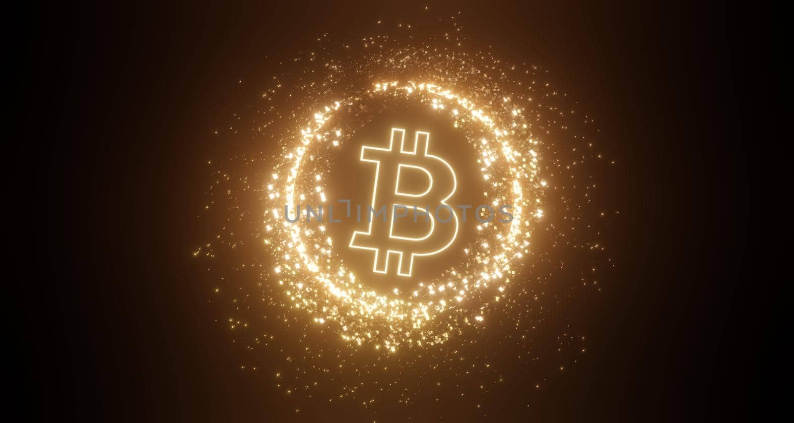 3d render of cryptocurrency Bitcoin with technology network neon laser light. Cryptocurrency digital currency concept. New virtual money exchange in blockchain. by tanatpon13p