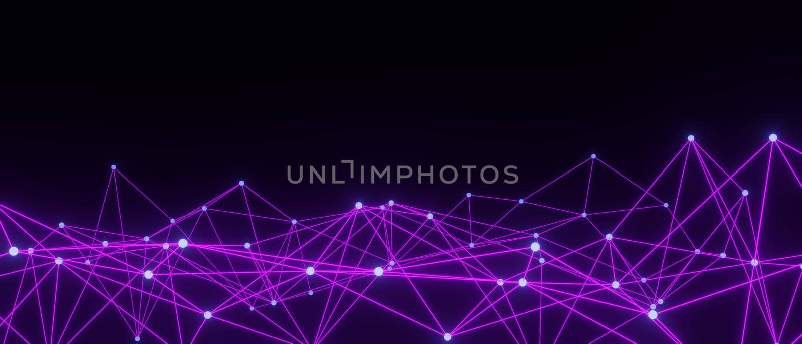 3d render of RGB neon light on darkness background. Abstract Laser lines show at night. Ultraviolet spectrum beam scene for mock up and web banner.