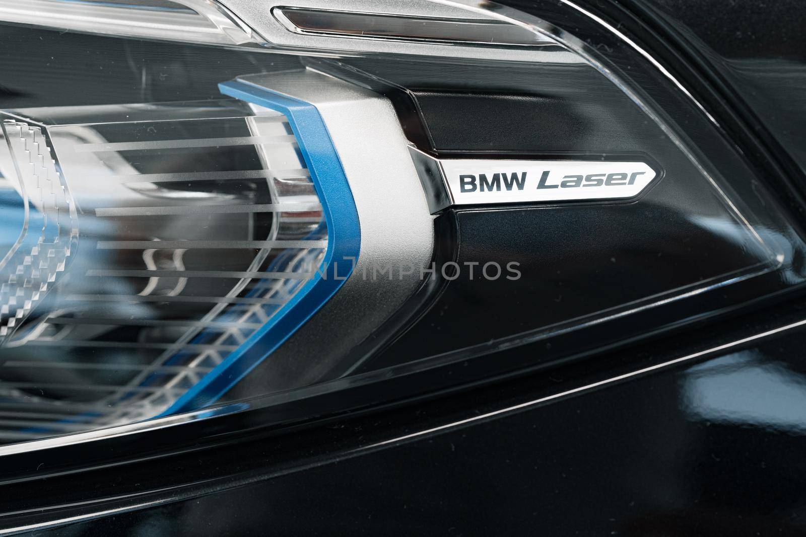KRASNODAR, RUSSIA - NOVEMBER 19, 2020: BMW X7 laserlight headlamp close up photo
