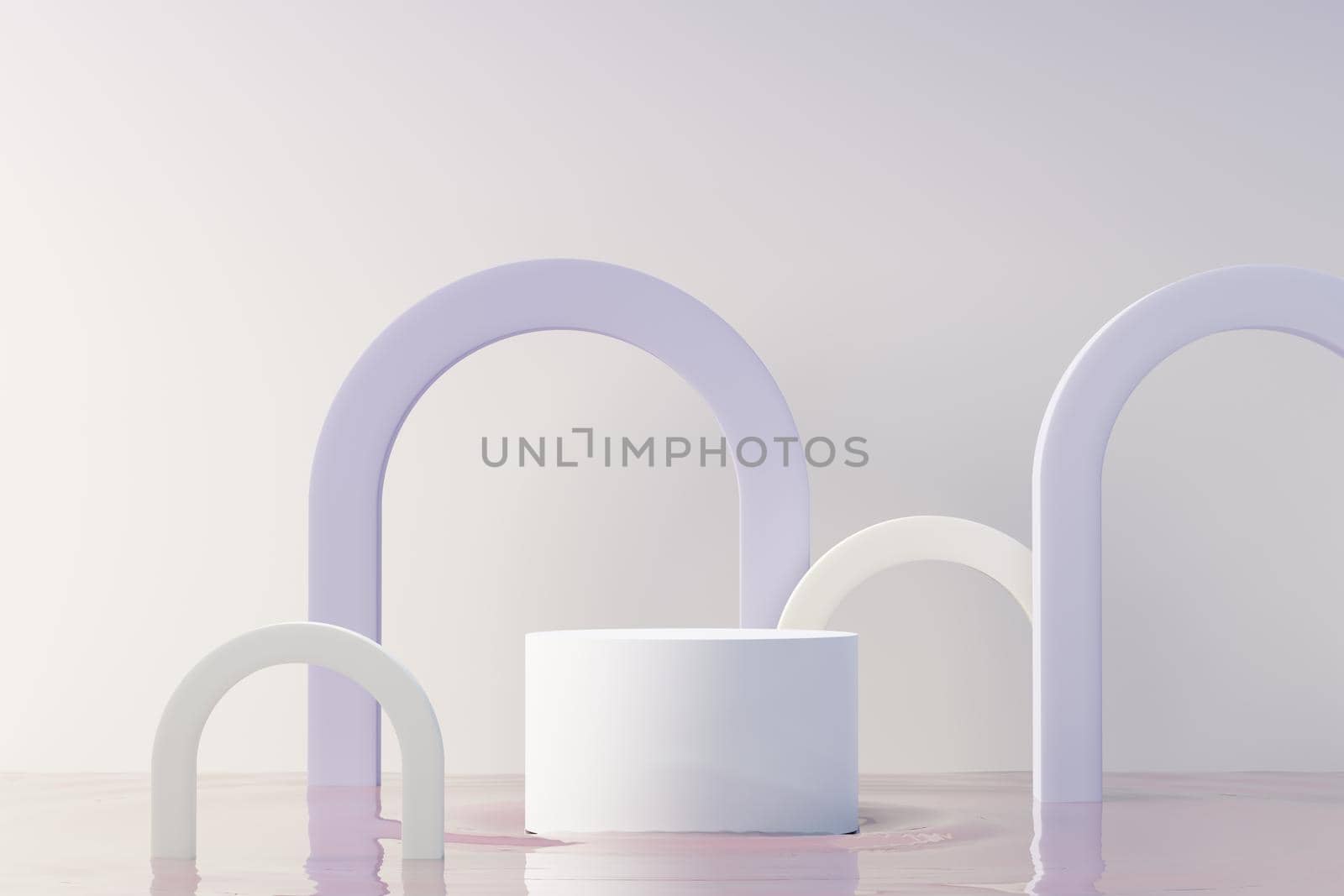 3d render of Beauty podium with Very Peri color of the year 2022 design for product presentation and advertising. Minimal pastel sky and Dreamy land scene. Romance concept. by tanatpon13p