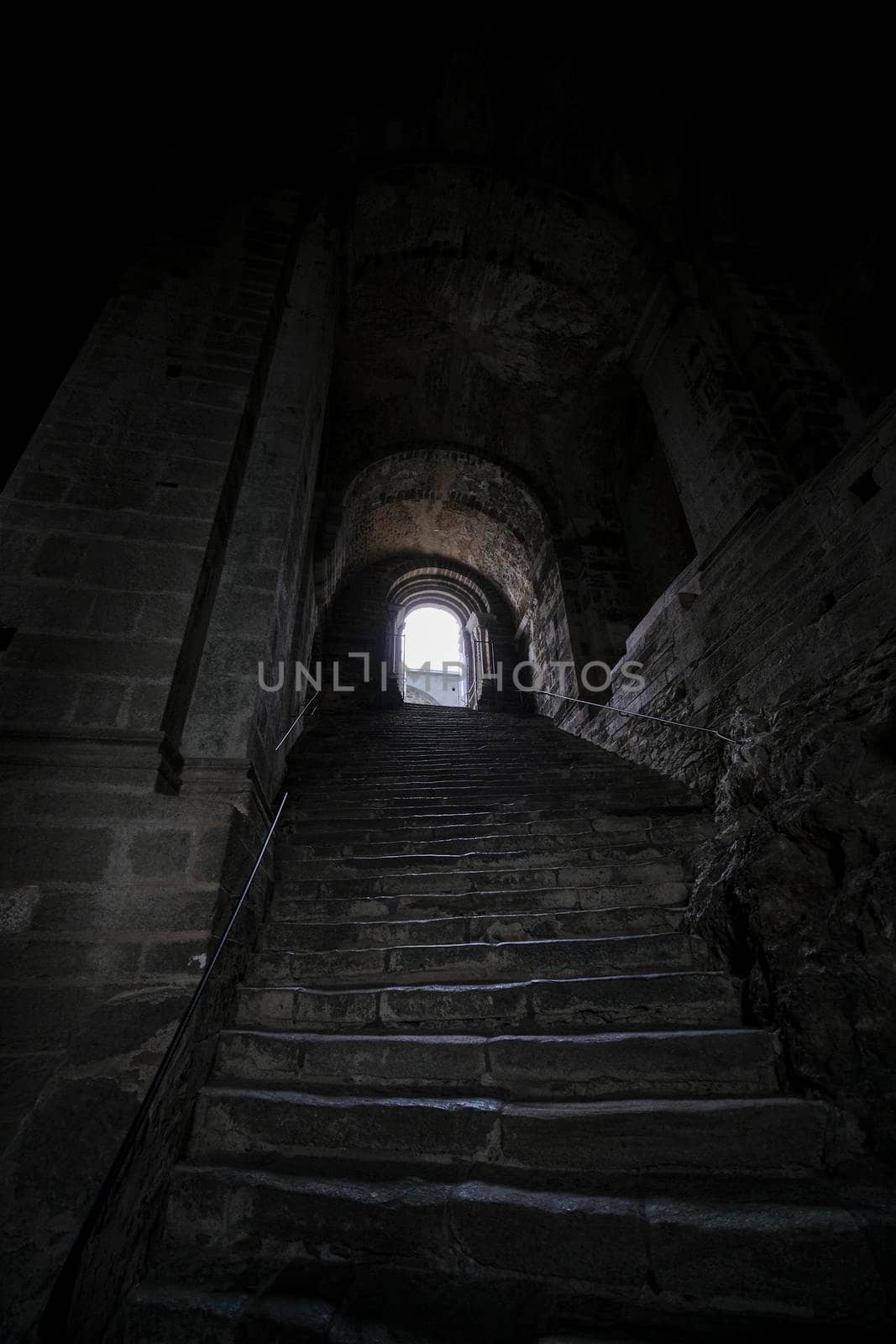 Sacra di San Michele in Turin view of the internal staircase. High quality photo