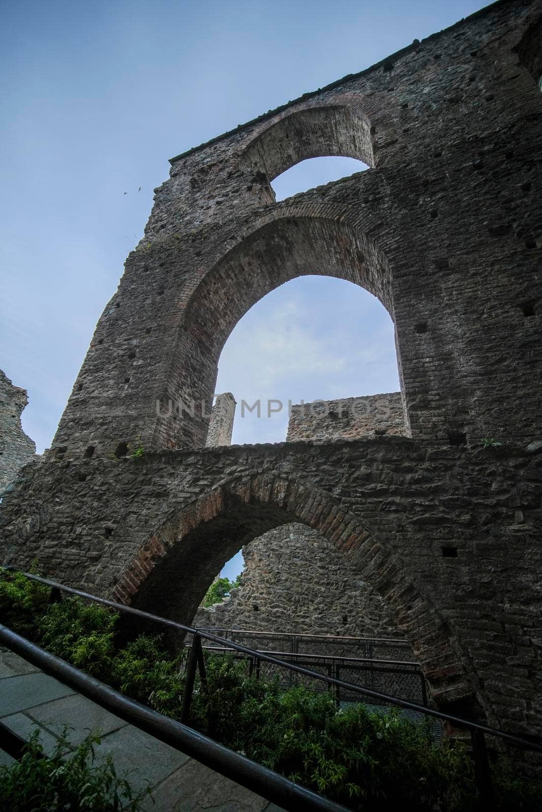 Sacra di San Michele in Turin, seen from the arches. High quality photo