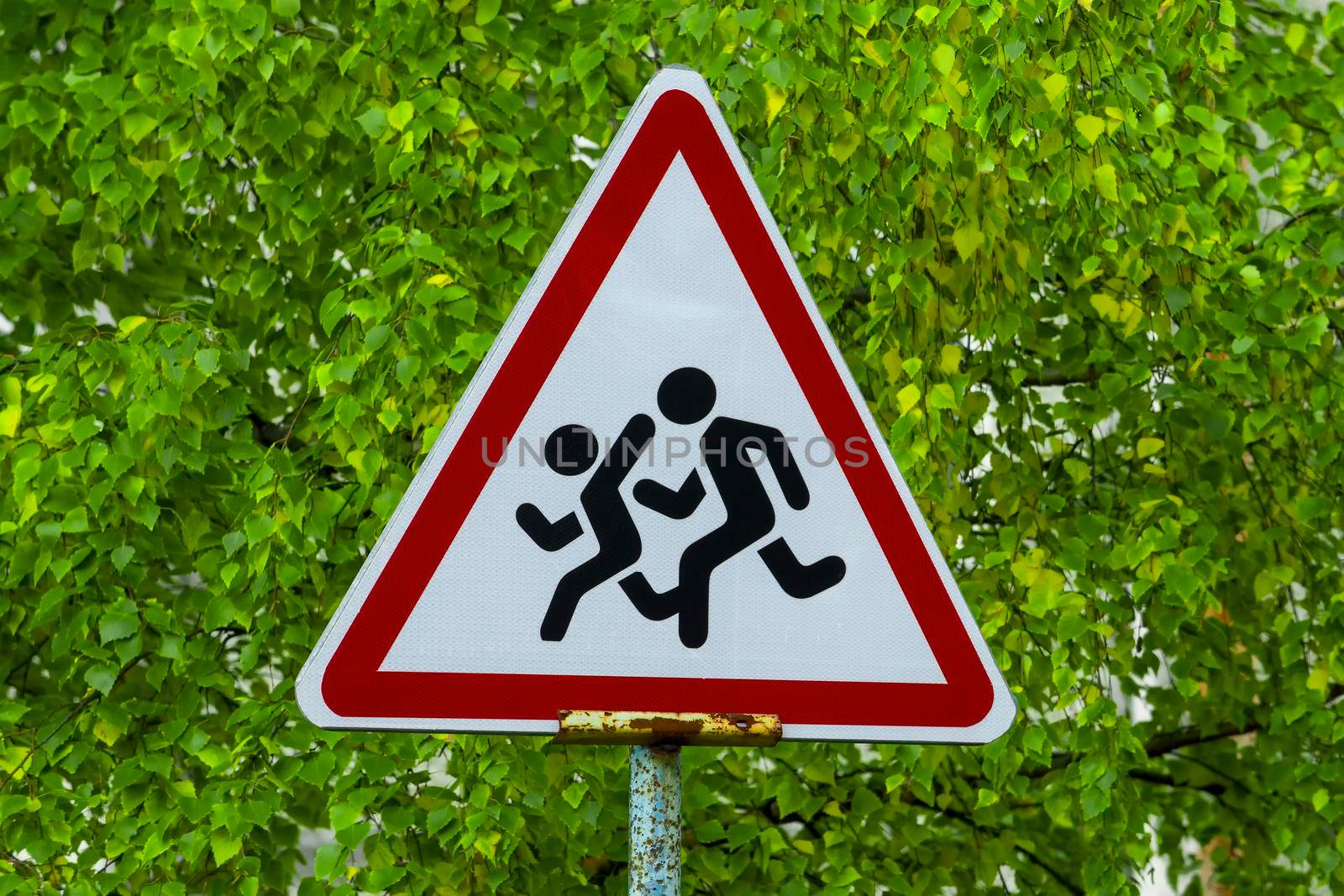 Road sign careful children. Danger for him. by Essffes