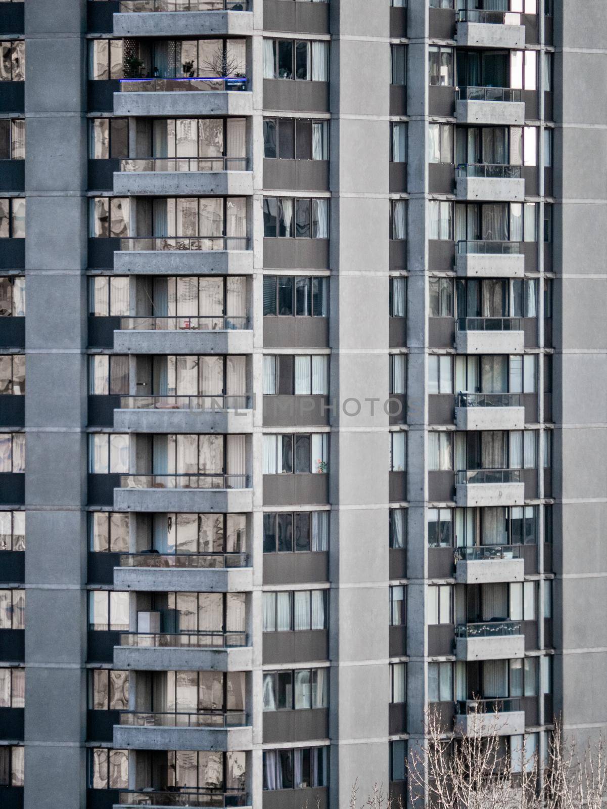 High-rise residential building on bright sunny day