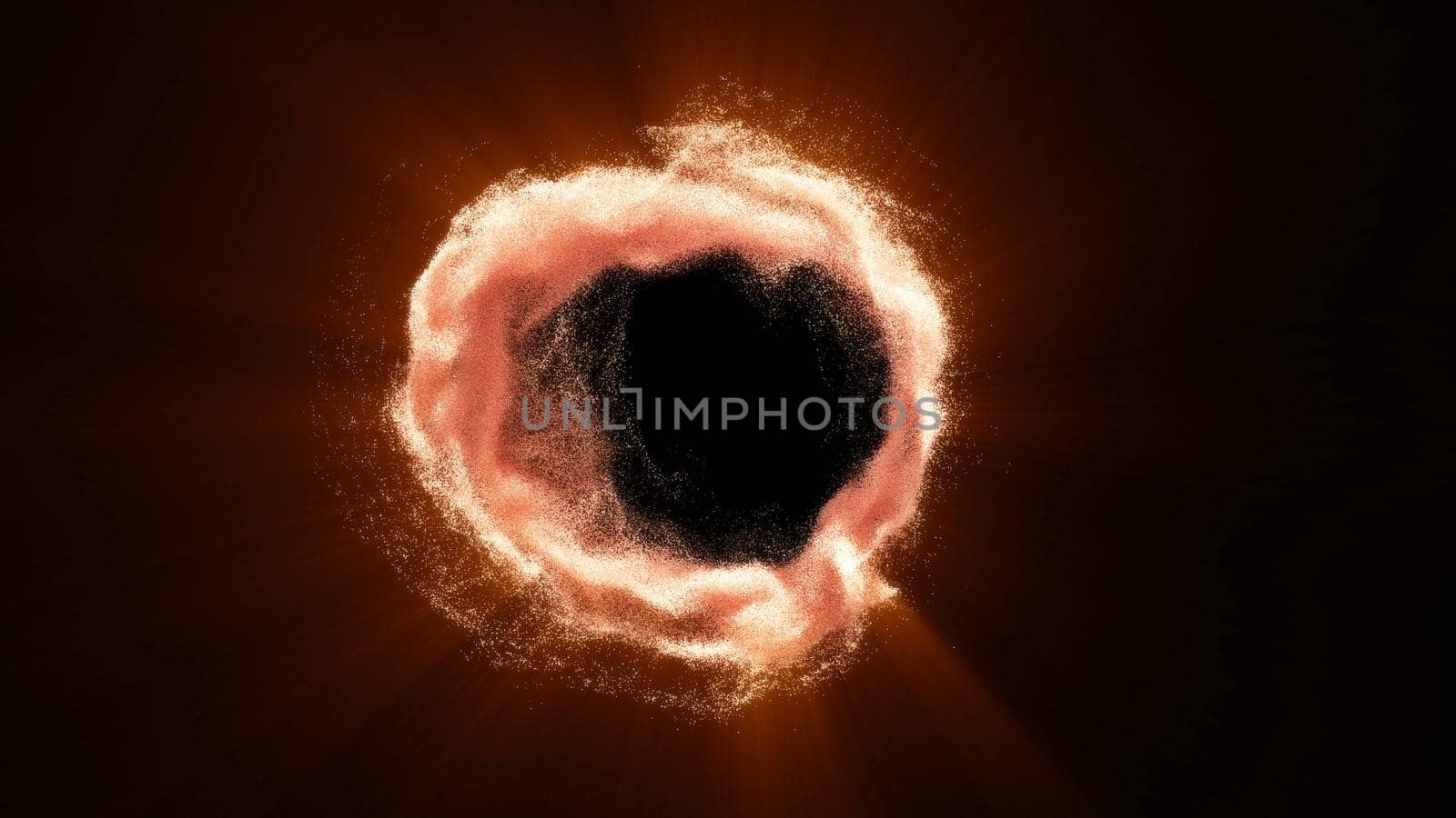 Round futuristic portal is open particles Digital data flow Lens flare 3d render by Zozulinskyi