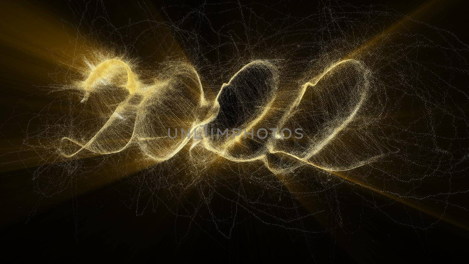 2022 gold particles modern celebration design Beautiful 3d animation Happy new year concept 3d render