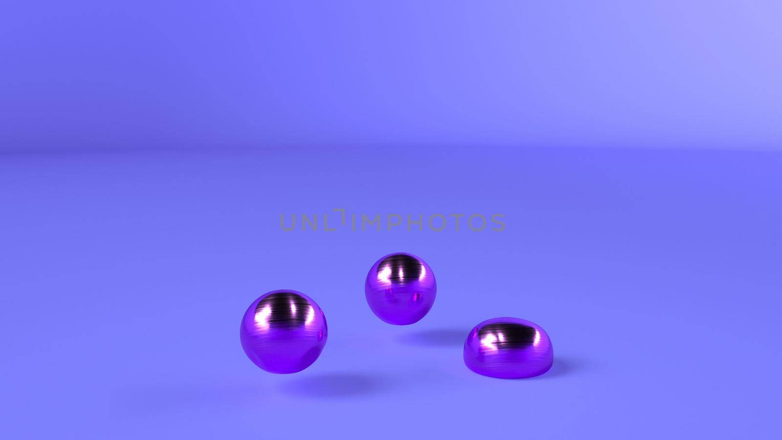 Soft metal sphere trendy color Very Peri ball fall on blue suffice 3d render by Zozulinskyi