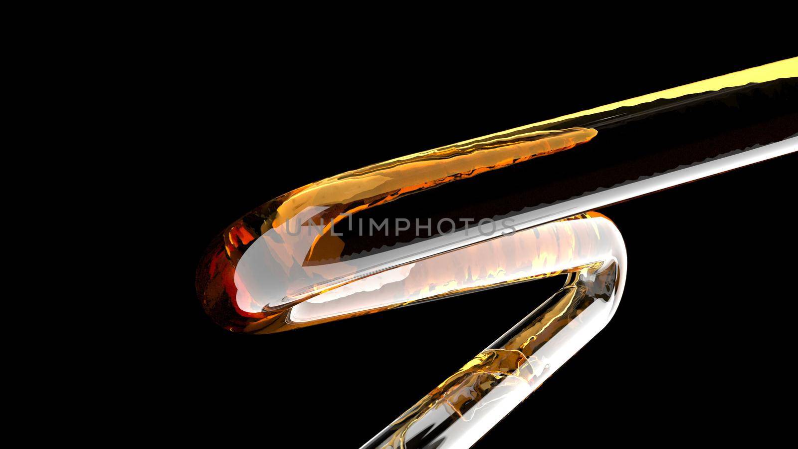 Yellow liquid gin lass tube flow Medical research Scientific research laboratory 3d render