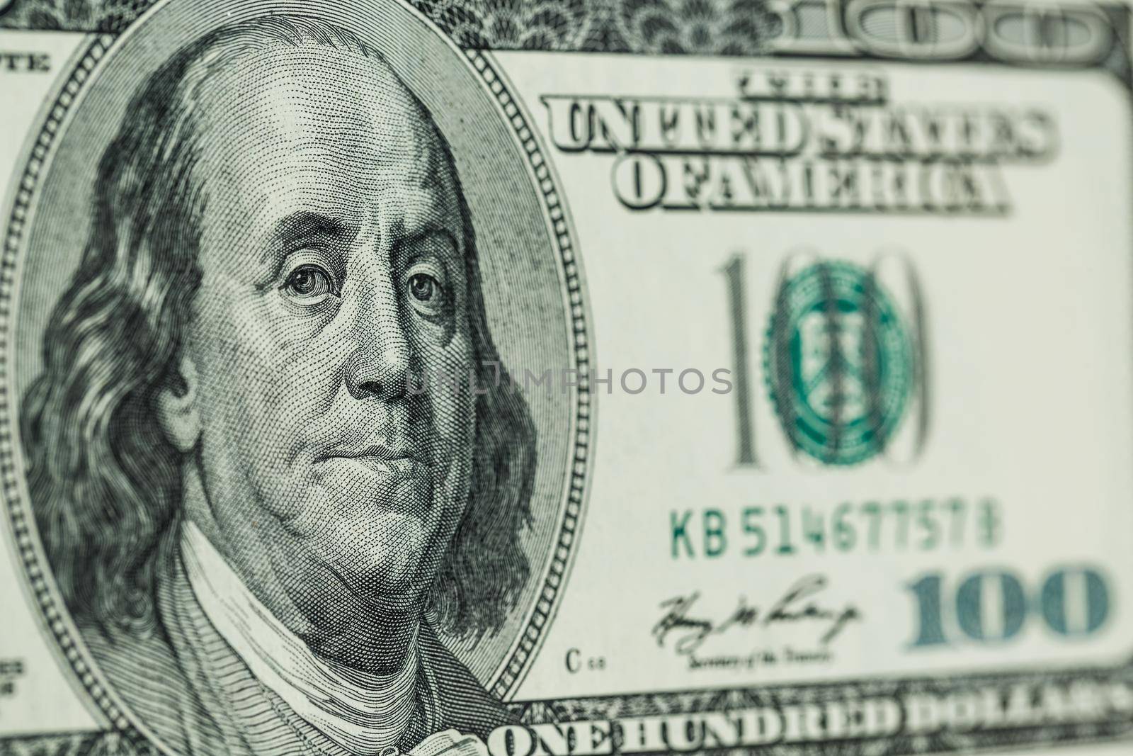 Macro close up of Ben Franklin's face on the US 100 dollar by AlexGrec