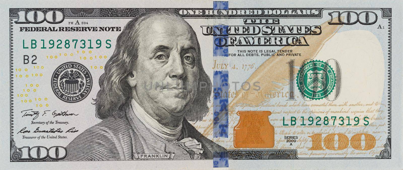 The denomination hundred dollars on isolated white background by AlexGrec