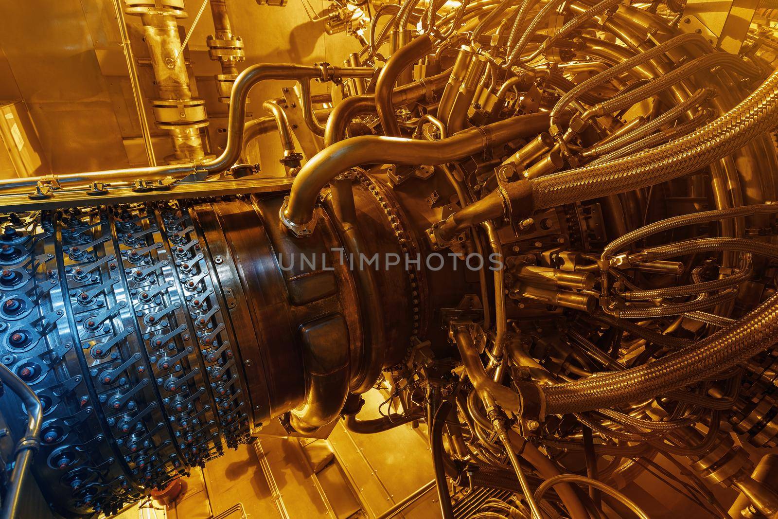 Gas turbine engine of feed gas compressor located inside pressurized enclosure, The gas turbine engine used in offshore oil and gas central processing platform. Technological ecological installation