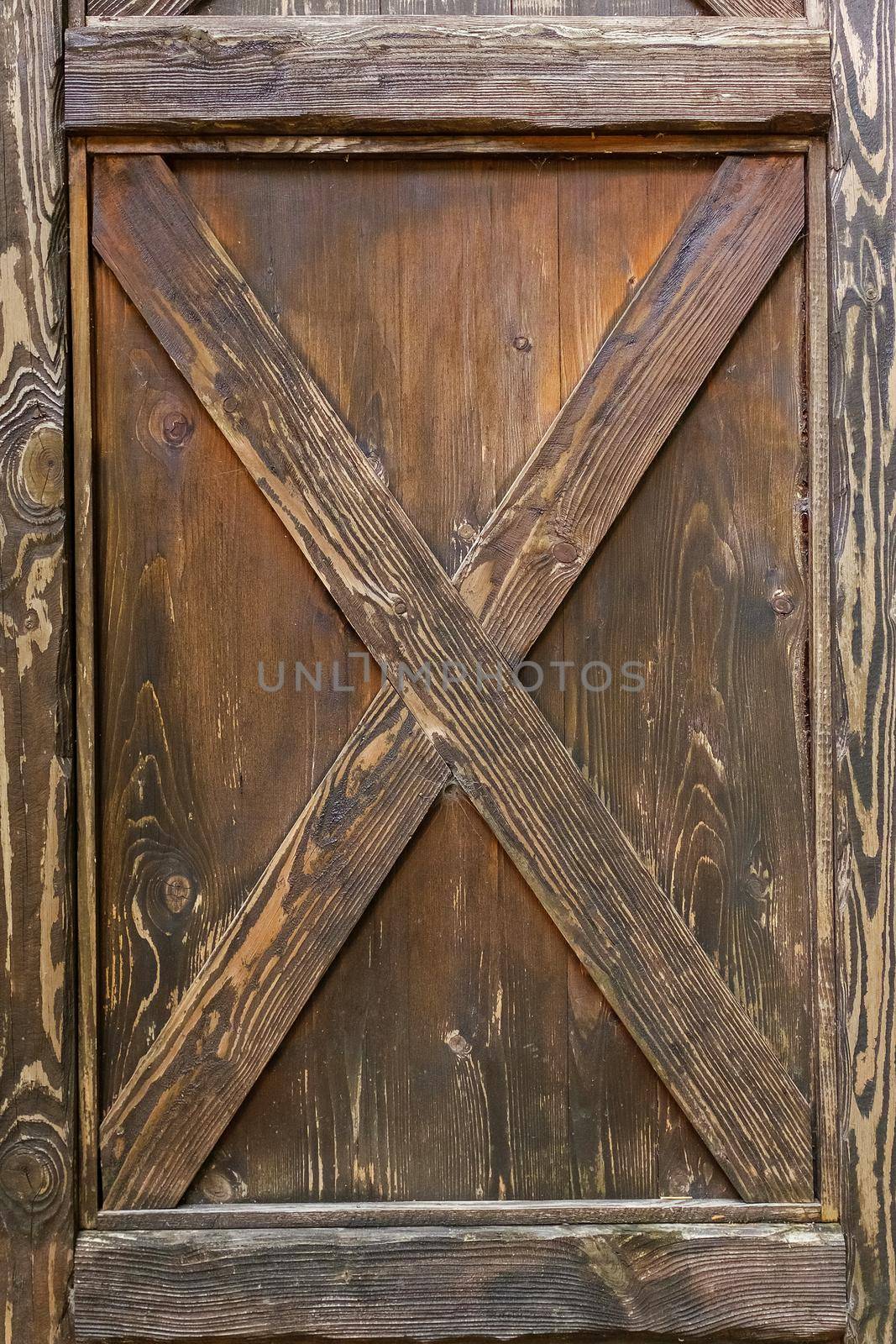 Wooden door lock, vintage wooden door, Brown door, texture, background. by AlexGrec