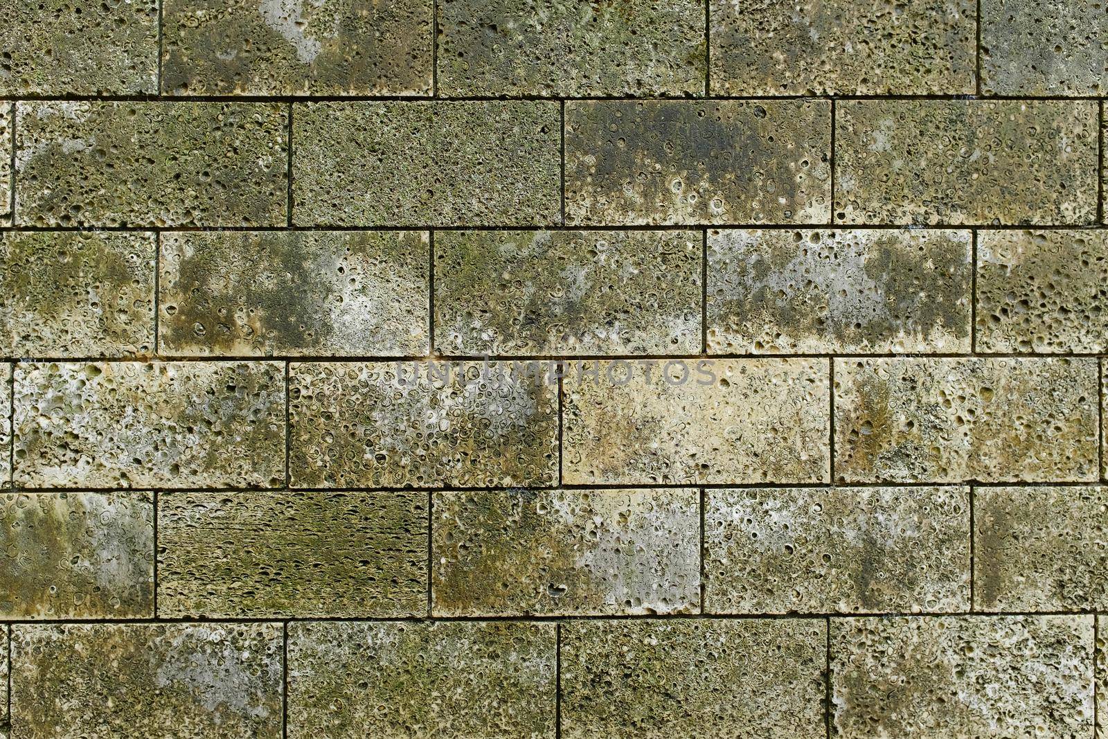 The texture of stone walls. Moss brick texture.