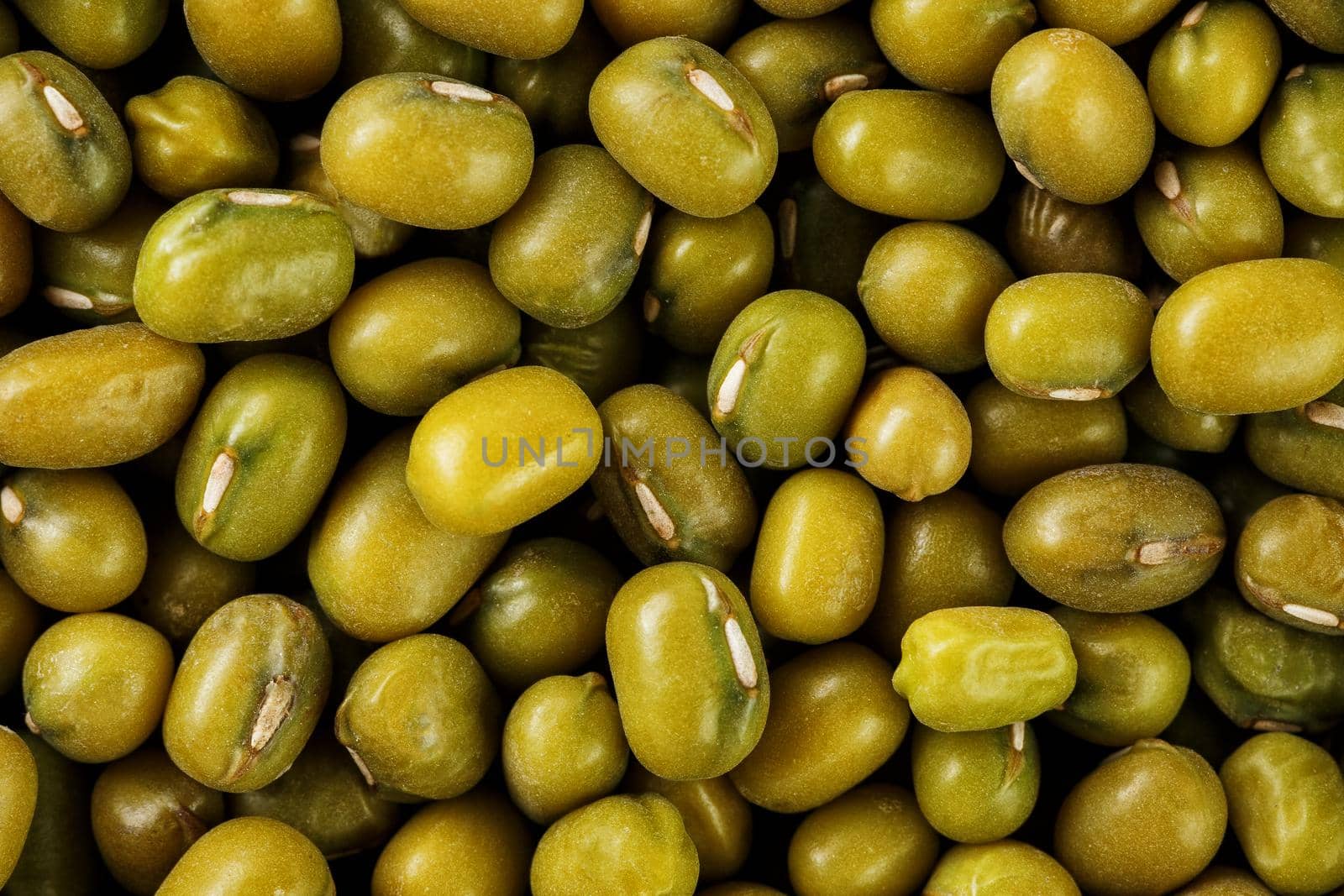 Green mung beans background. Macro texture. Vegetarian Protein by AlexGrec