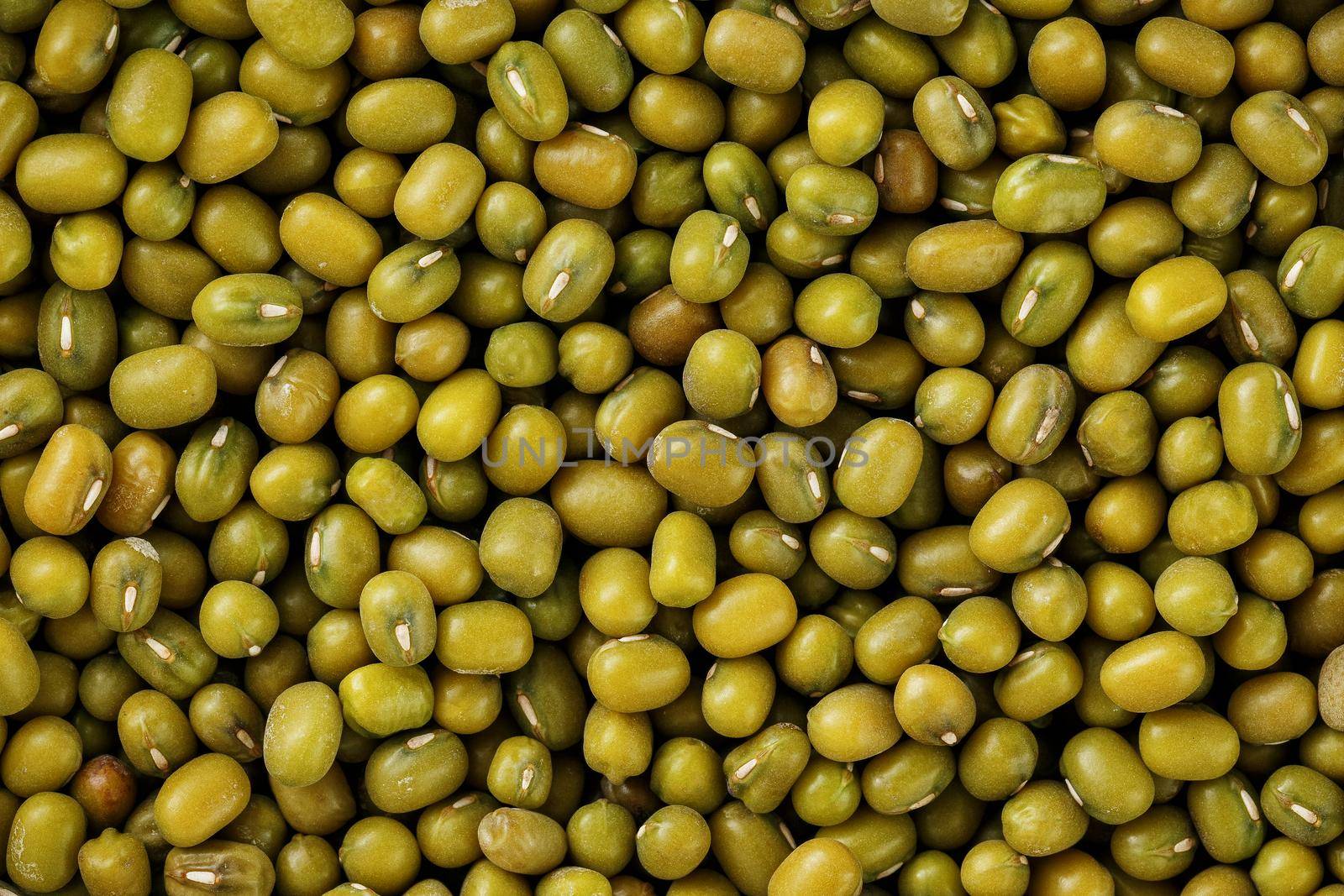 Green mung beans background. Macro texture. Vegetarian Protein by AlexGrec