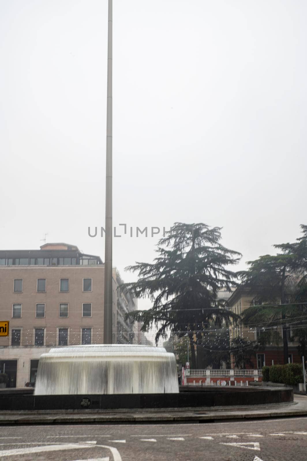 terni square Tacitus and its fountain with fog by carfedeph