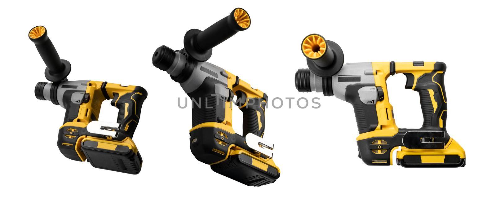 Cordless drill in different angles on a white background by butenkow