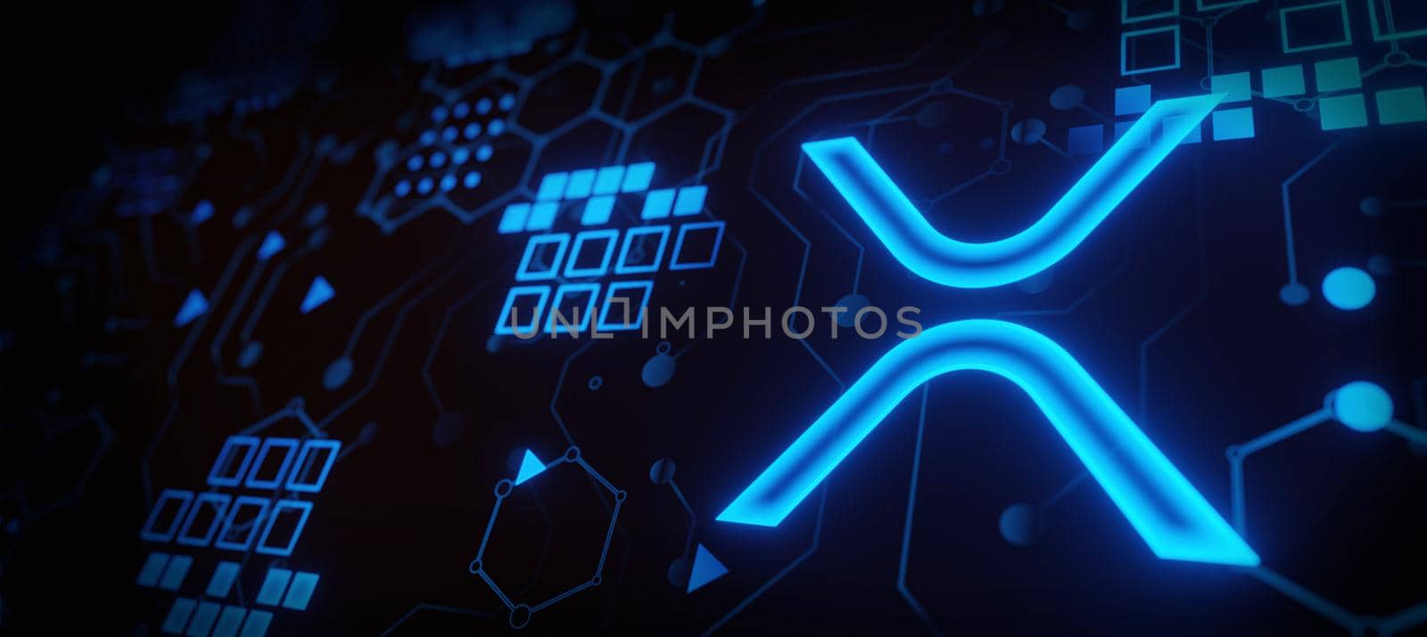 abstract futuristic technology background of XRP Ripple Price coin digital cryptocurrency