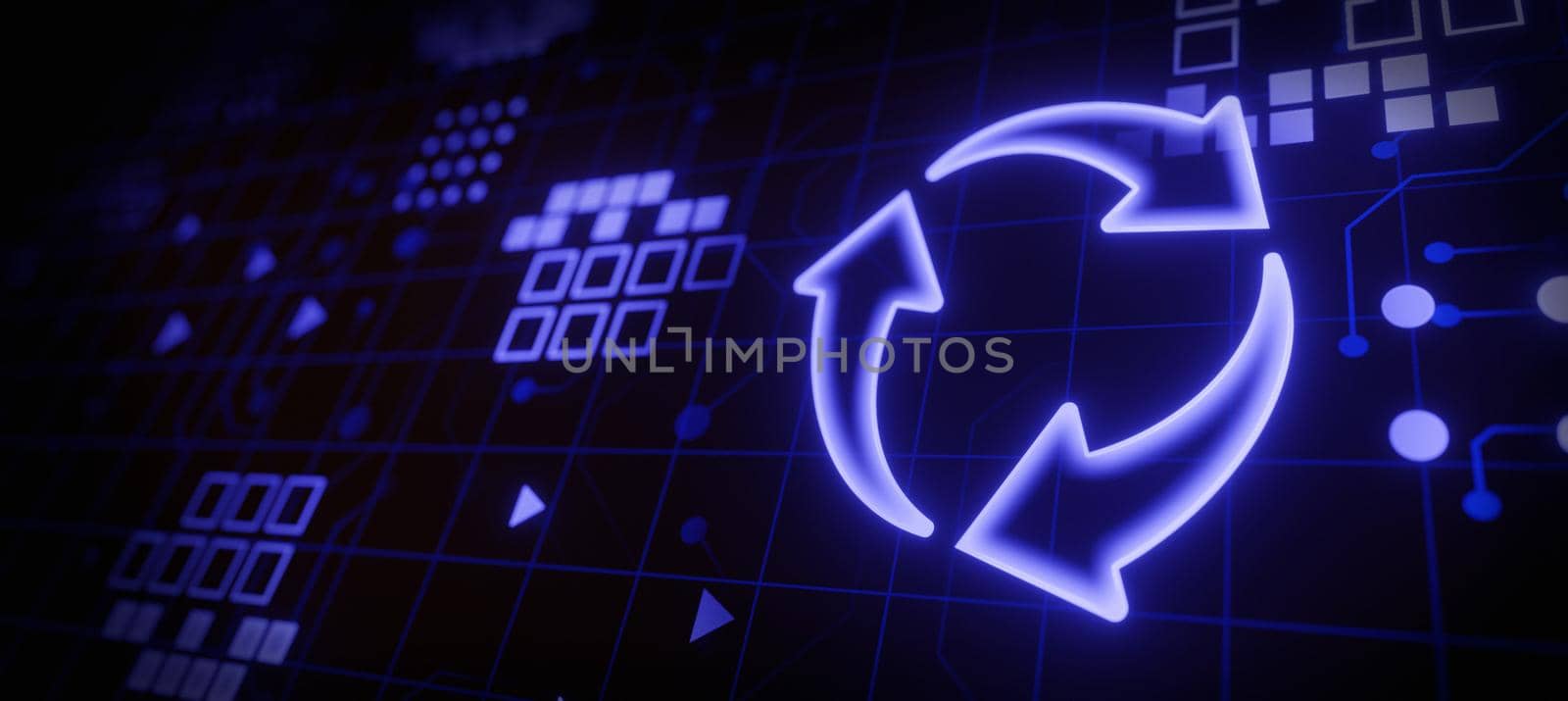 purple recycle sign icon futuristic digital technology by yay_lmrb