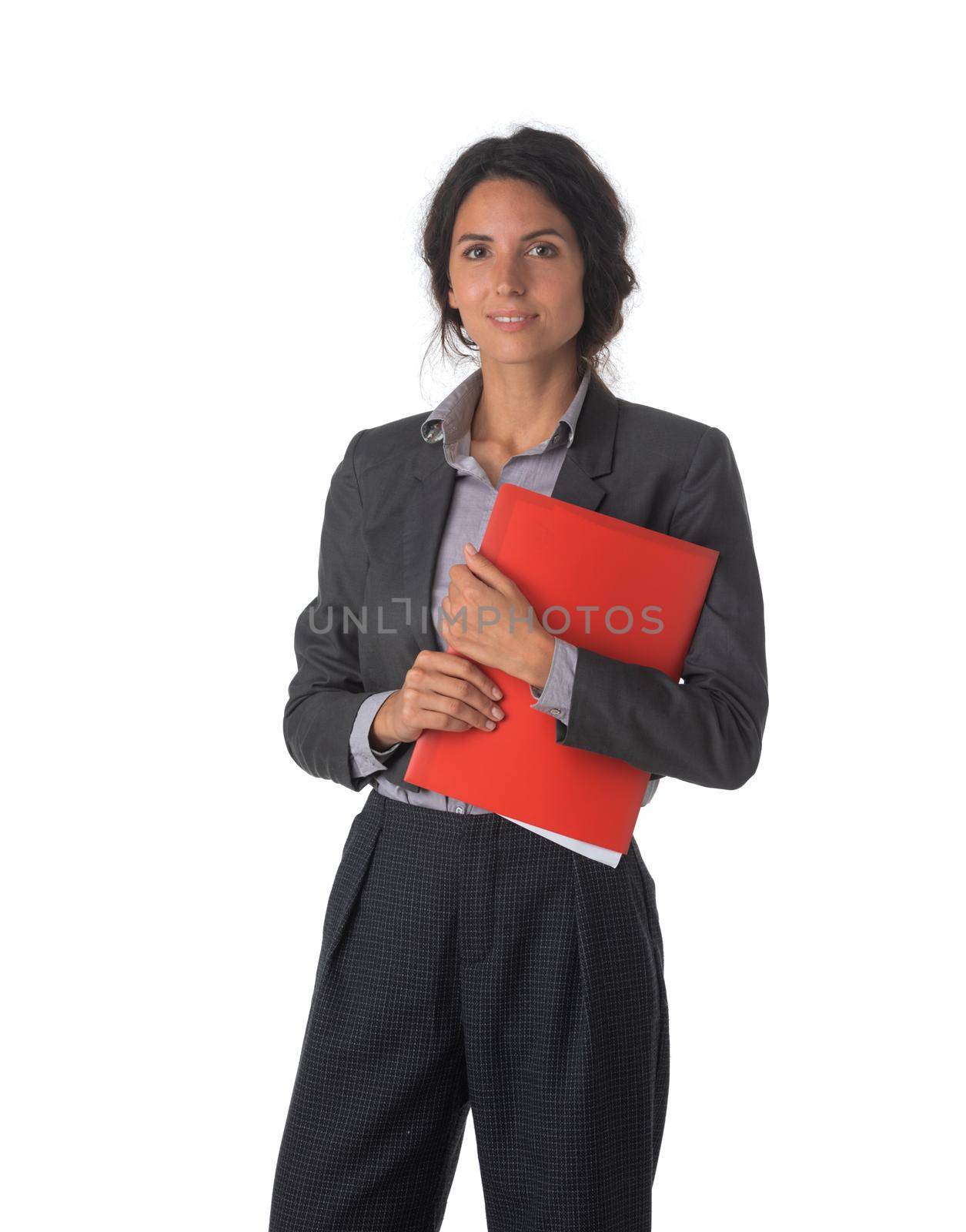 Business woman with red folder by ALotOfPeople