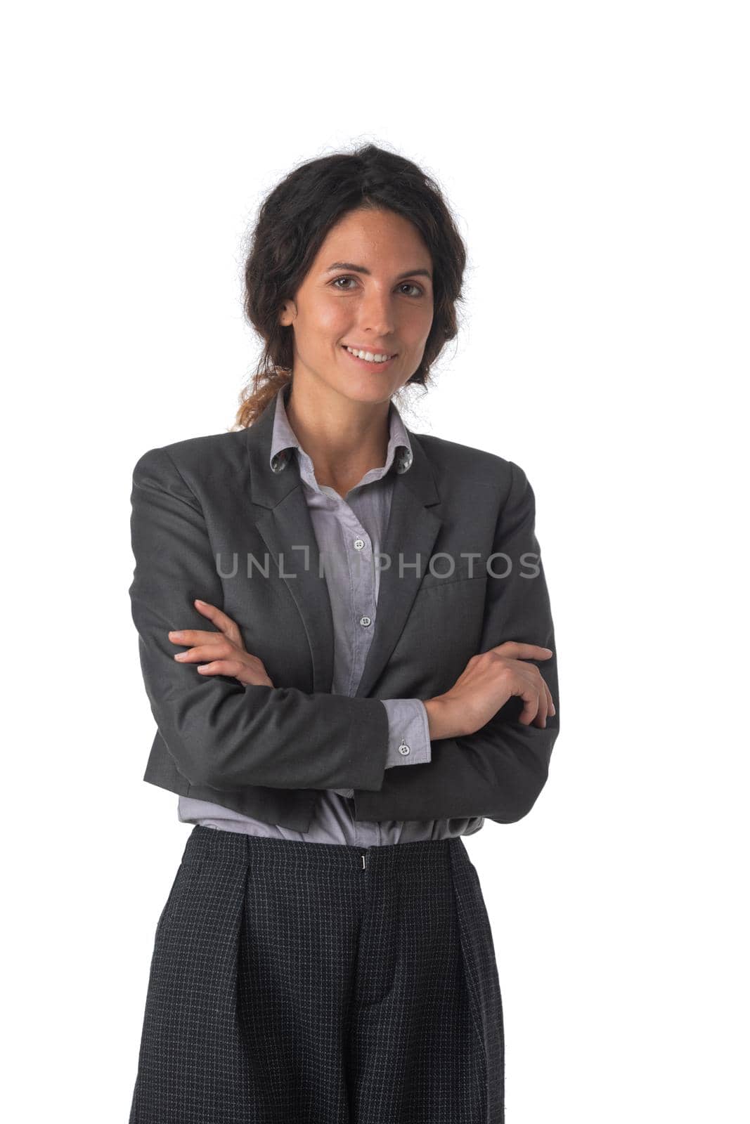Smiling business woman on white by ALotOfPeople