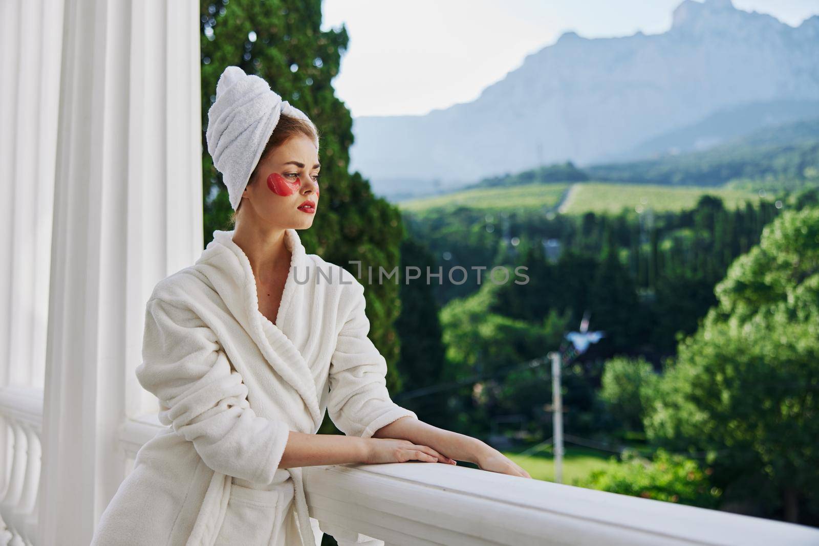 Portrait woman having beauty under-eye patch treatment Relaxation concept. High quality photo