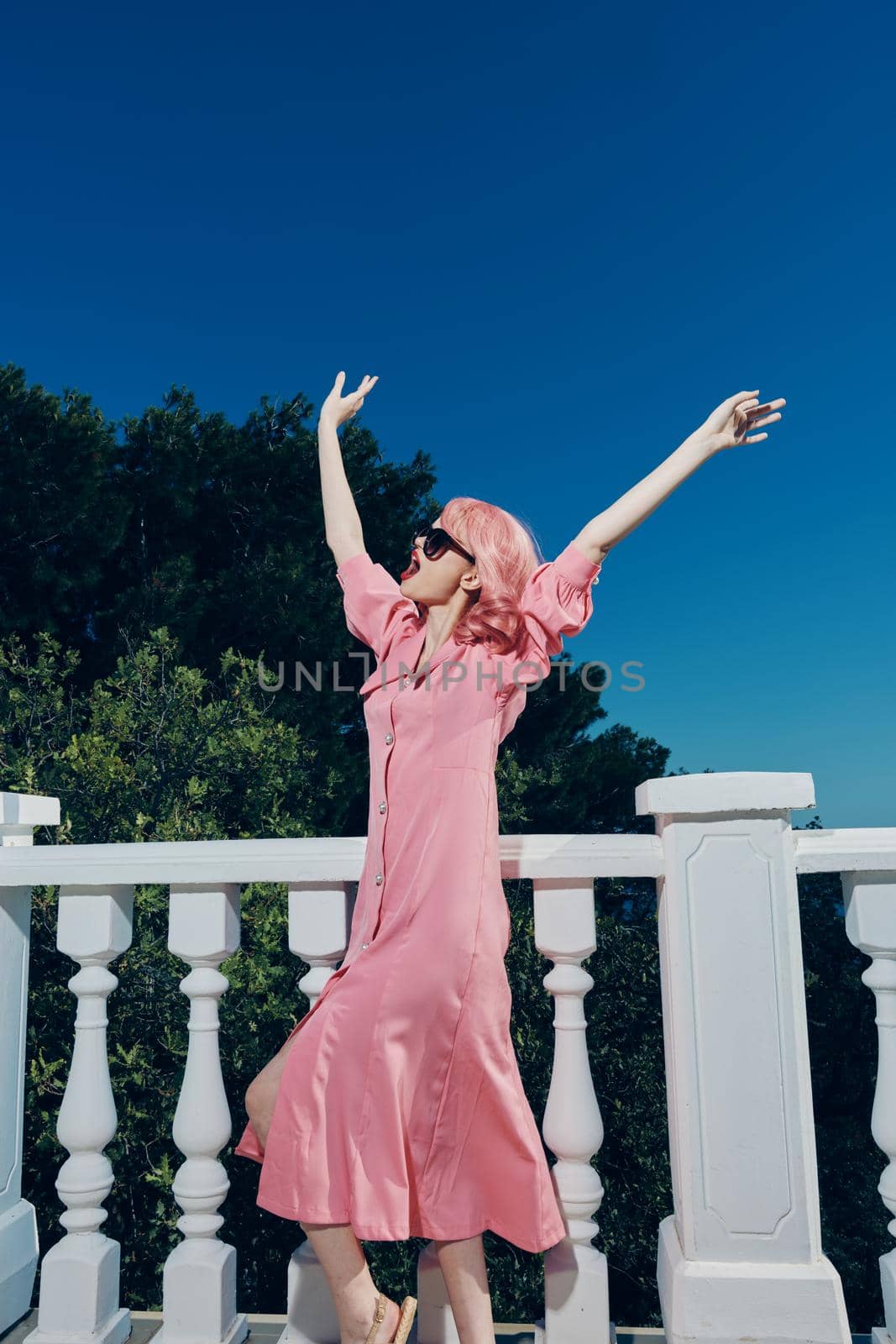 glamorous woman outdoors fashion luxury posing Relaxation concept. High quality photo