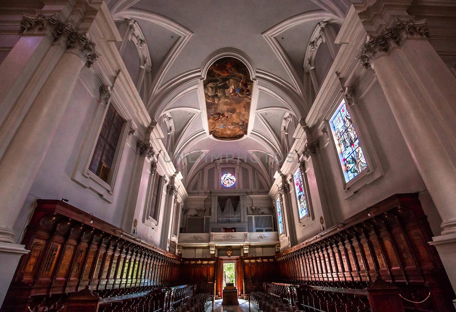 MONTE OLIVETO, ITALY, JUNE 15, 2016 : interiors and frescoes of Monte Oliveto Maggiore abbey, june 15, 2016, near Siena, Tuscany, Italy