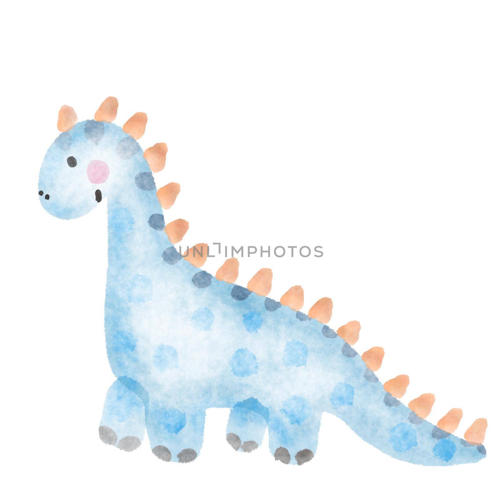 set of childish dinosaur, cute watercolor baby illustration. High quality illustration