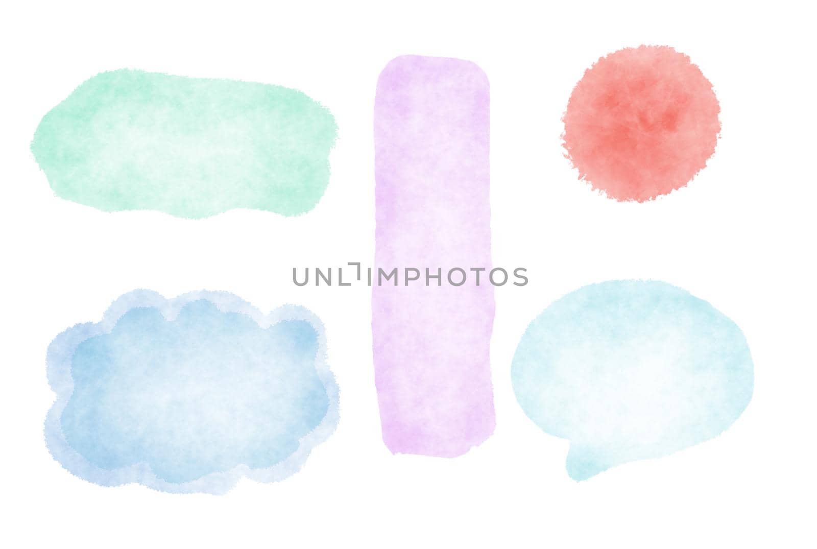 Speech bubbles set. Watercolor illustration of speech bubbles.